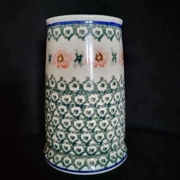 Ceramika Artystyczna Polish Pottery Beer Mug, Rose Pattern - Picture 2 of 8